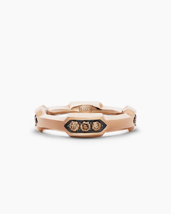 Faceted Station Band Ring in 18K Rose Gold, 6mm