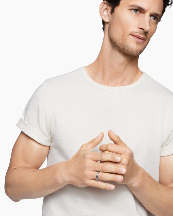 Faceted Station Band Ring in Sterling Silver, 6mm