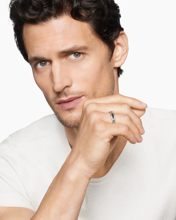 Faceted Station Band Ring in Sterling Silver, 6mm