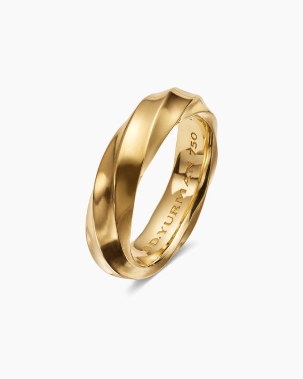 Cable Edge Band Ring in 18K Yellow Gold, 6mm