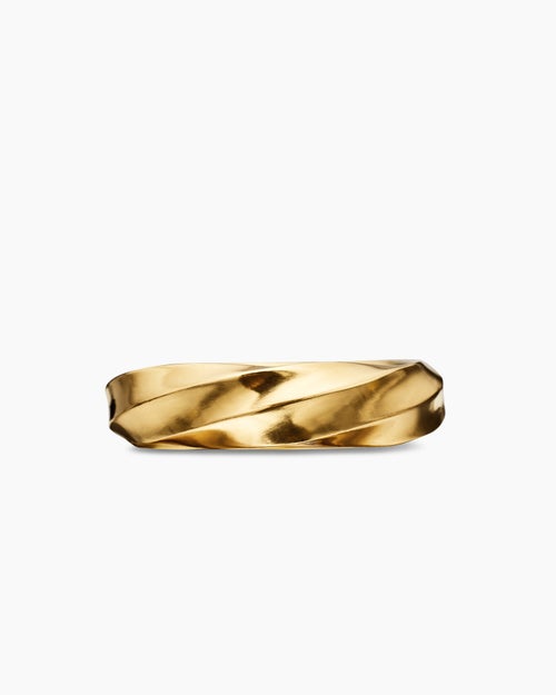 Mens Cable Edge Band Ring in 18K Yellow Gold, 6mm