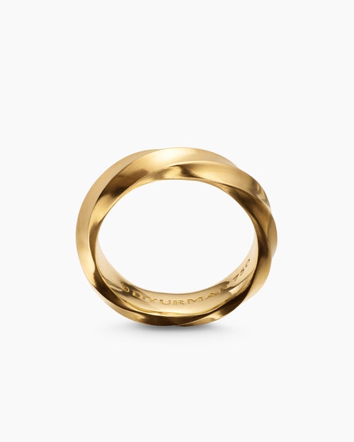 Mens Cable Edge Band Ring in 18K Yellow Gold, 6mm