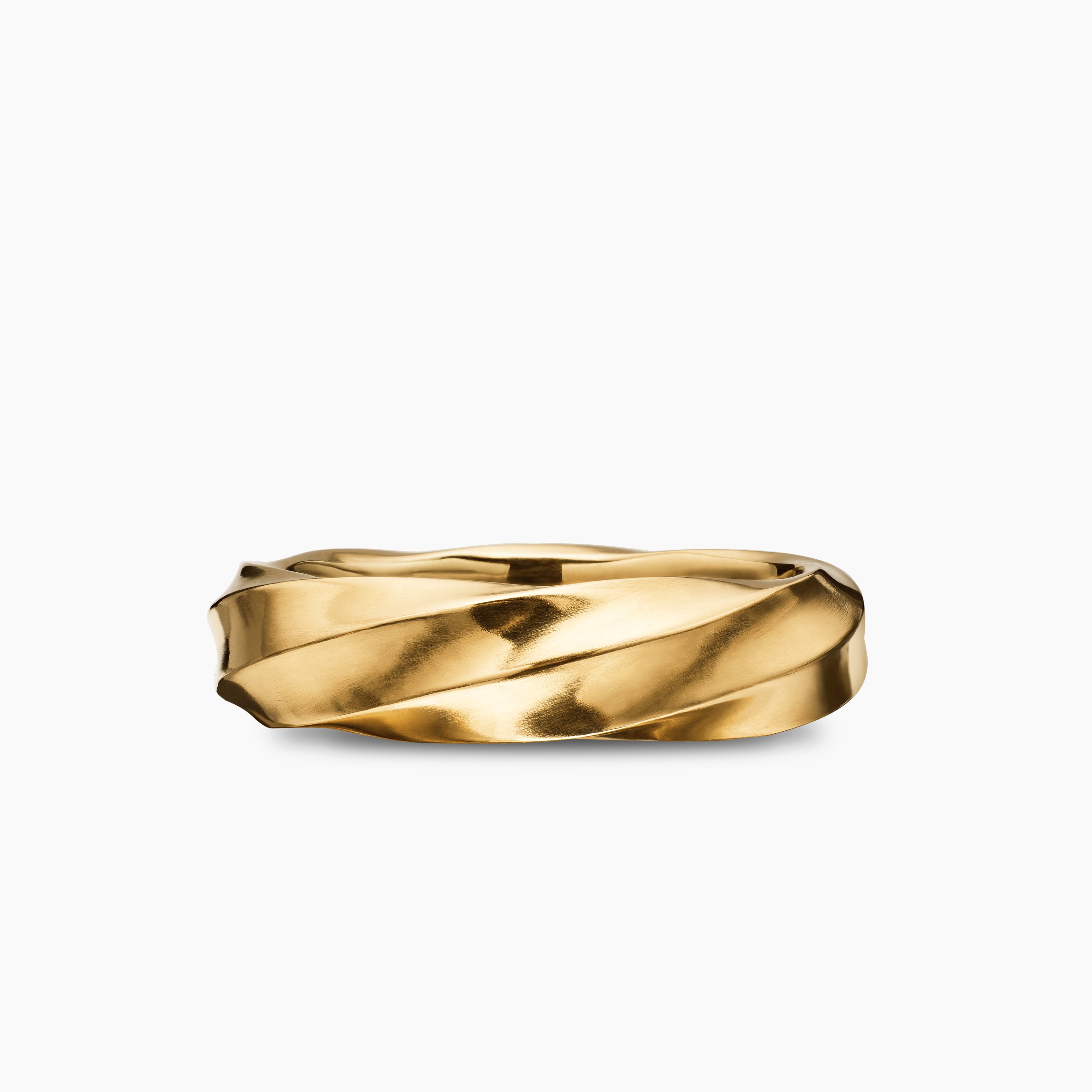 Mens Cable Edge Band Ring in 18K Yellow Gold, 6mm