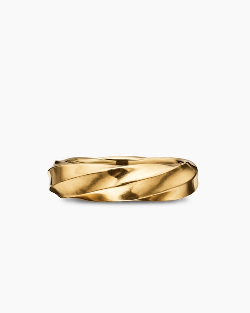 Mens Cable Edge Band Ring in 18K Yellow Gold, 6mm