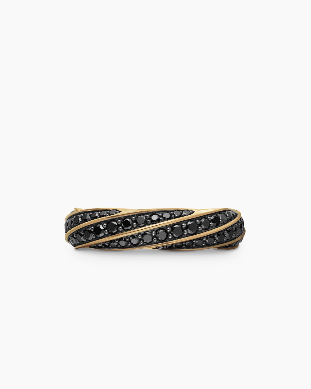 Mens Cable Edge® Band Ring in 18K Yellow Gold with Black Diamonds, 6mm