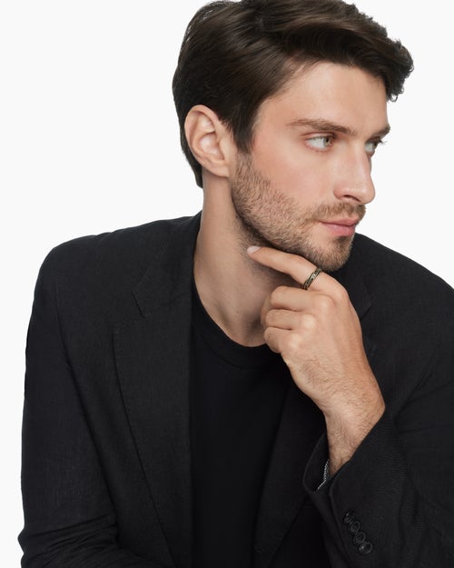 Mens Cable Edge Band Ring in 18ct Yellow Gold, 6mm