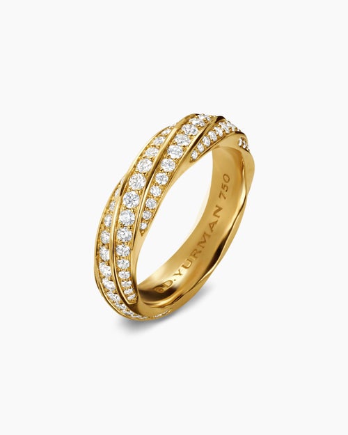 Mens Cable Edge Band Ring in 18ct Yellow Gold, 6mm