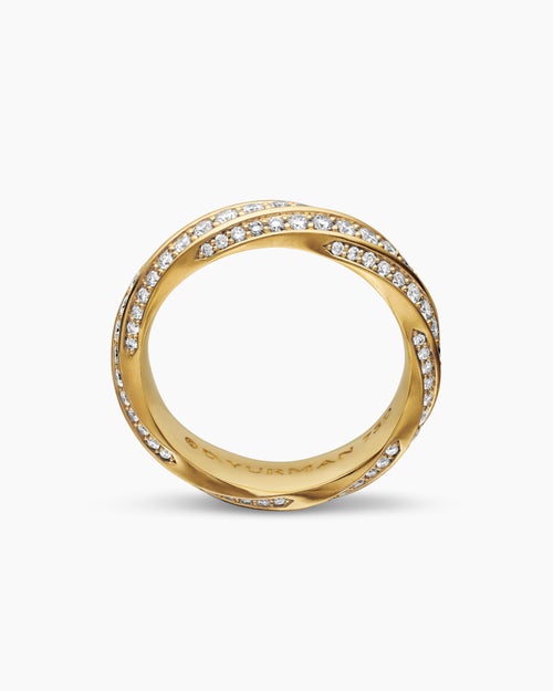 Mens Cable Edge Band Ring in 18ct Yellow Gold, 6mm