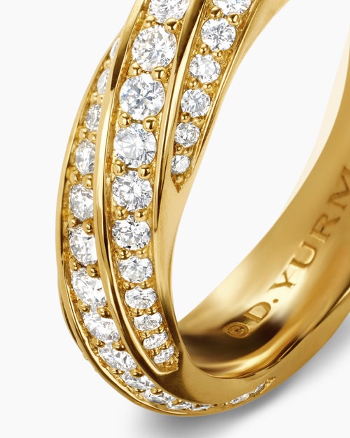 Mens Cable Edge Band Ring in 18K Yellow Gold, 6mm