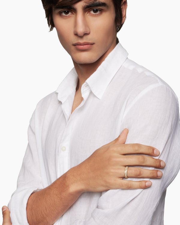 Anneau Cable Edge en or jaune 18 carats, 6 mm