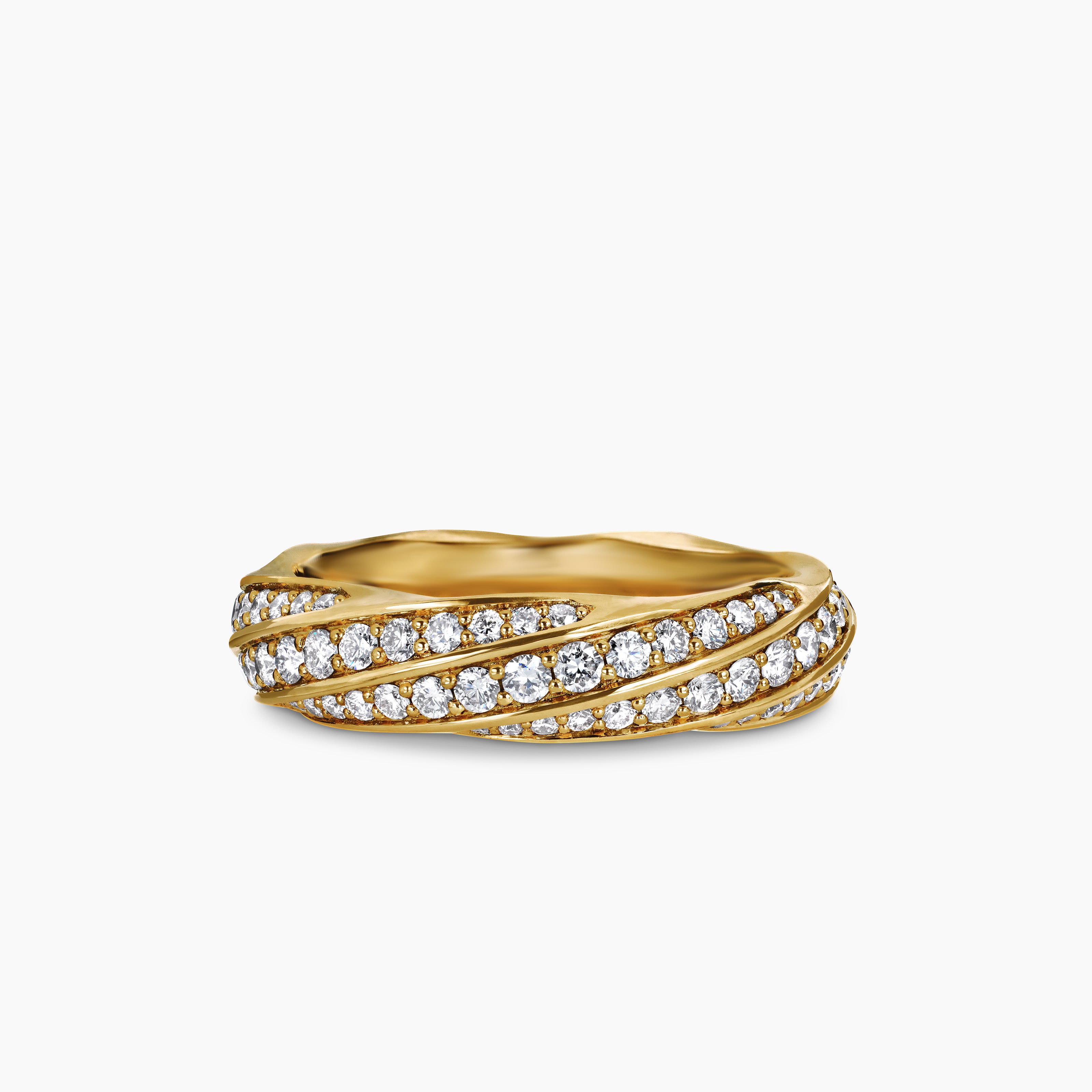 Mens Cable Edge Band Ring in 18K Yellow Gold, 6mm