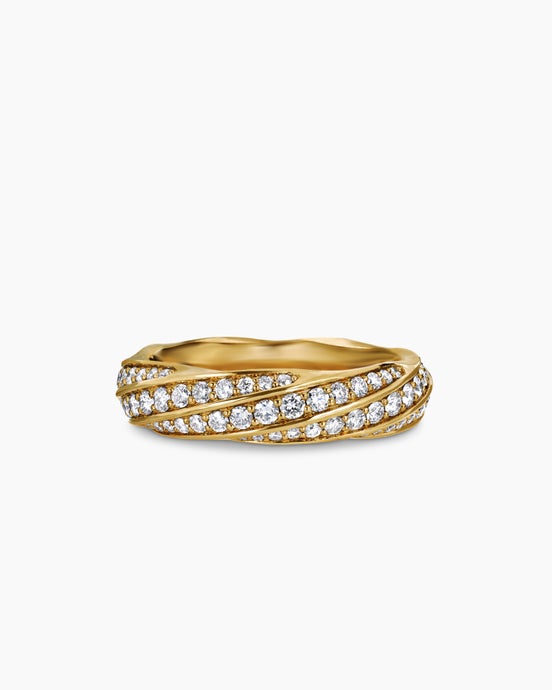 Cable Edge® Band Ring in 18K Yellow Gold with Diamonds, 6mm