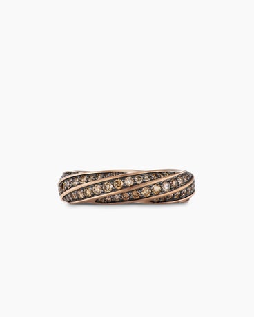 Cable Edge® Band Ring in 18K Rose Gold with Cognac Diamonds