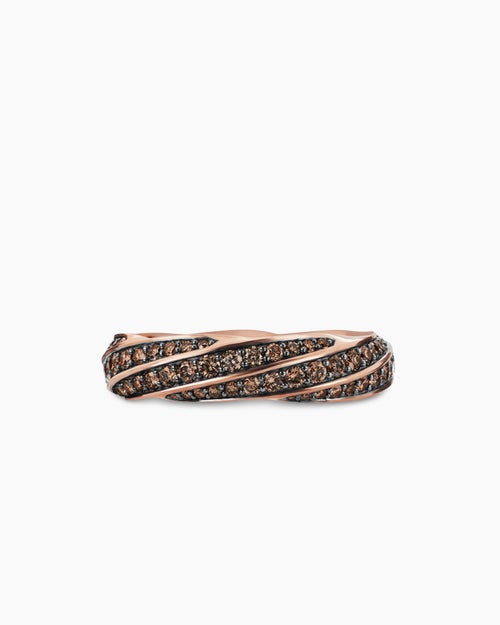 Mens Cable Edge Band Ring in 18K Rose Gold, 6mm