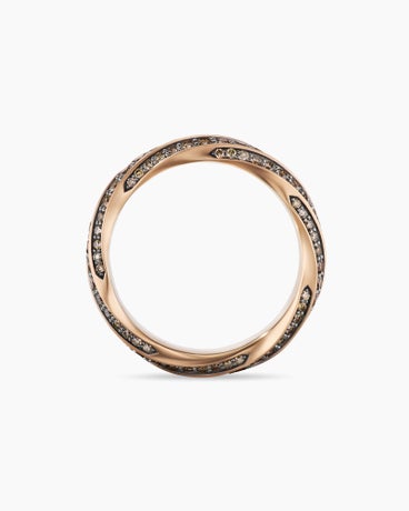 Cable Edge® Band Ring in 18K Rose Gold with Cognac Diamonds