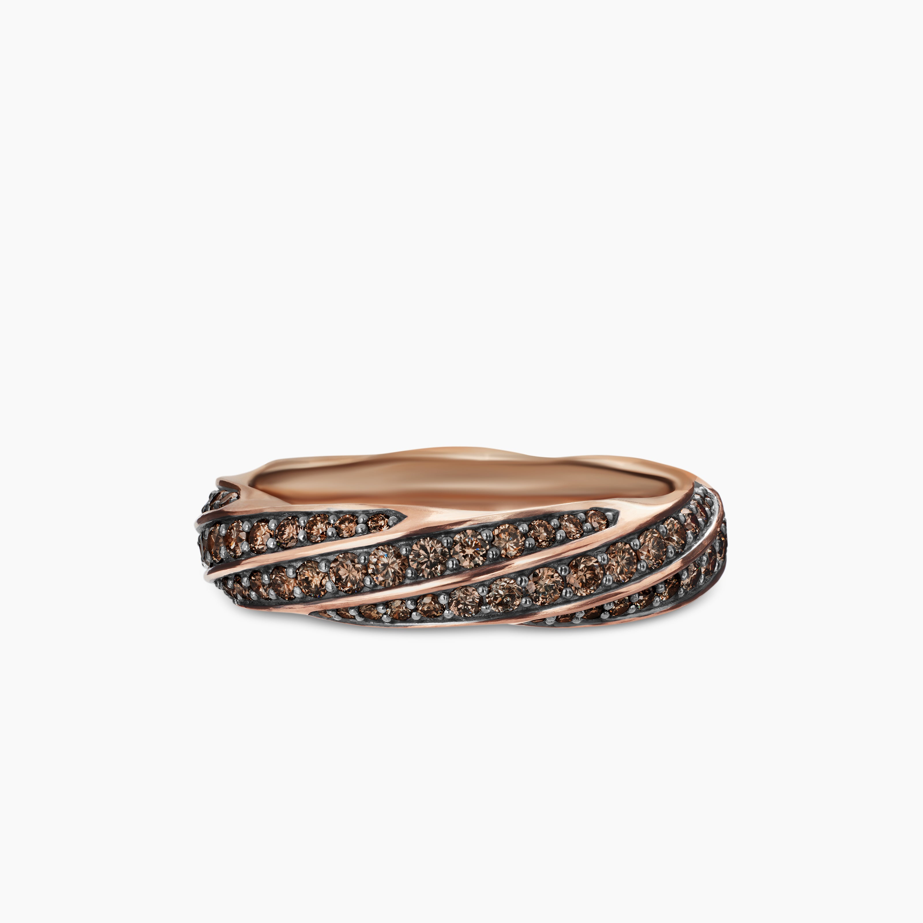 Mens Cable Edge Band Ring in 18K Rose Gold, 6mm