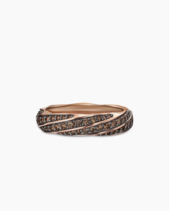 Cable Edge® Band Ring in 18K Rose Gold with Cognac Diamonds, 6mm