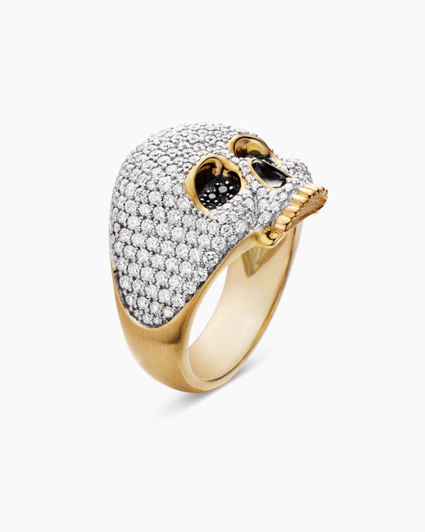 Memento Mori Skull Ring with 18K Yellow Gold, 22mm