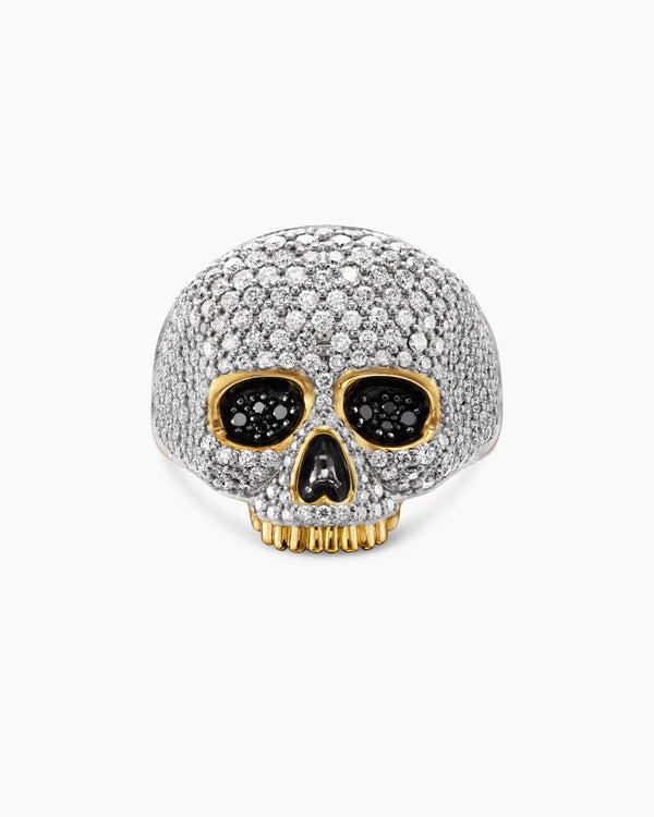 Memento Mori Skull Ring with 18K Yellow Gold, 22mm