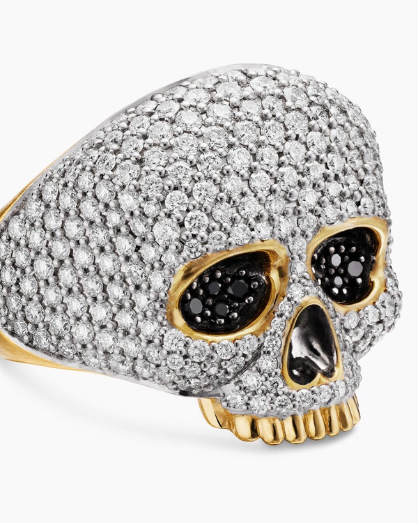 Memento Mori Skull Ring with 18K Yellow Gold, 22mm