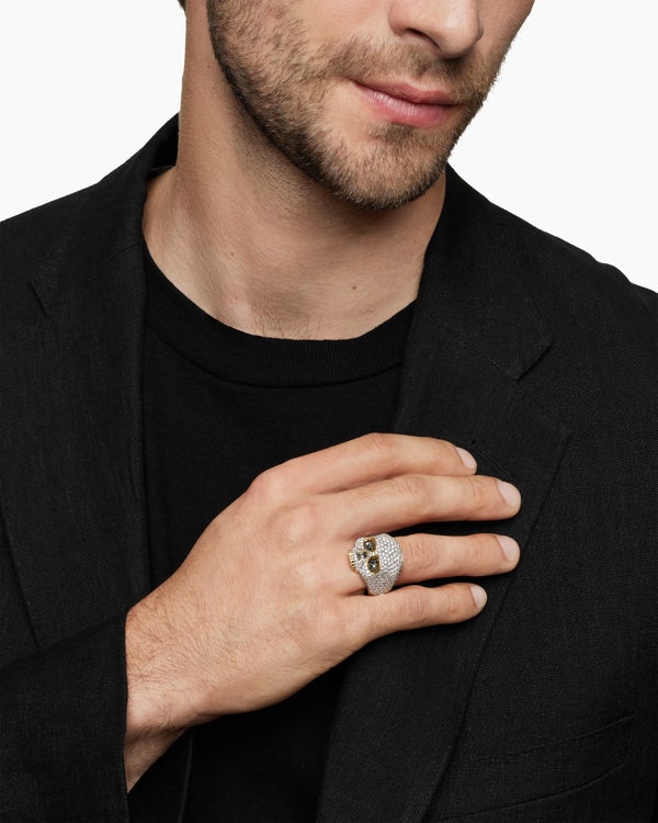 Memento Mori Skull Ring with 18K Yellow Gold, 22mm