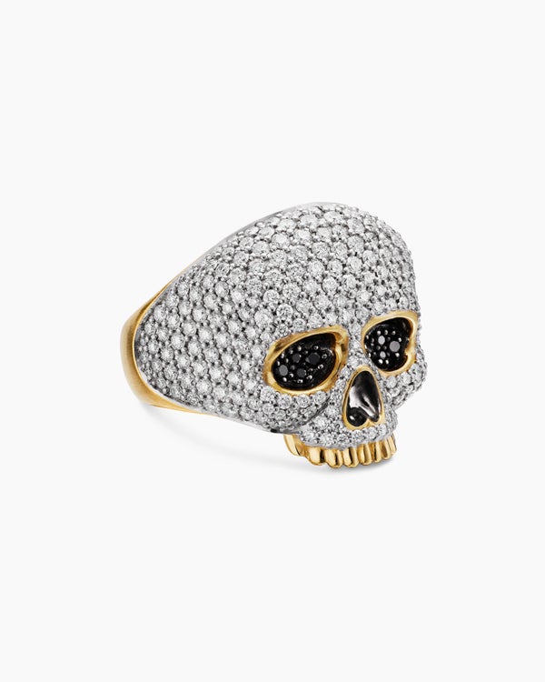 Memento Mori Skull Ring with 18K Yellow Gold, 22mm