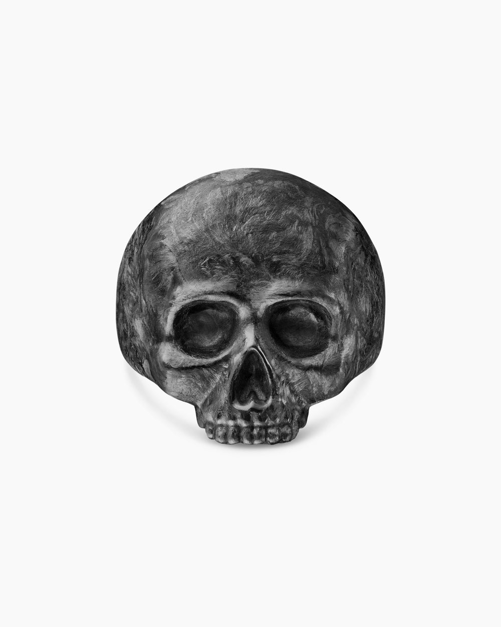 Mens Memento Mori Skull Ring with 18K Yellow Gold, 22mm
