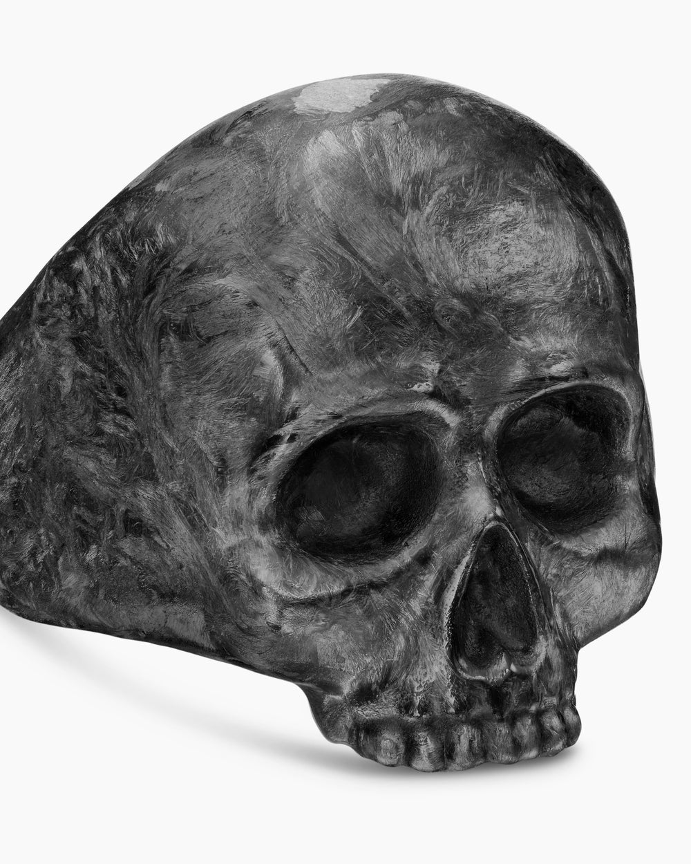 Mens Memento Mori Skull Ring with 18K Yellow Gold, 22mm