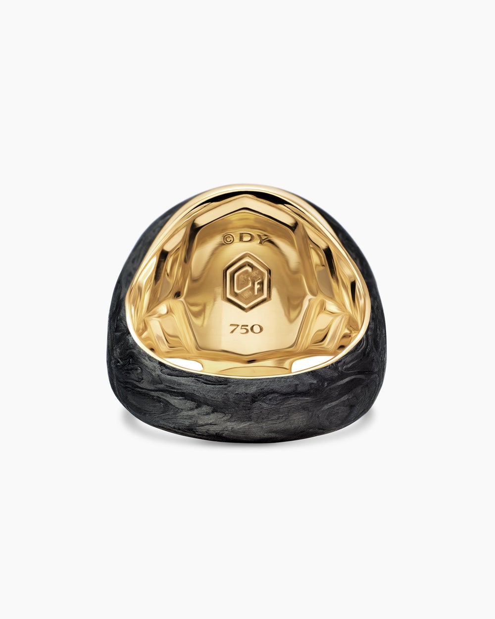Mens Memento Mori Skull Ring with 18K Yellow Gold, 22mm