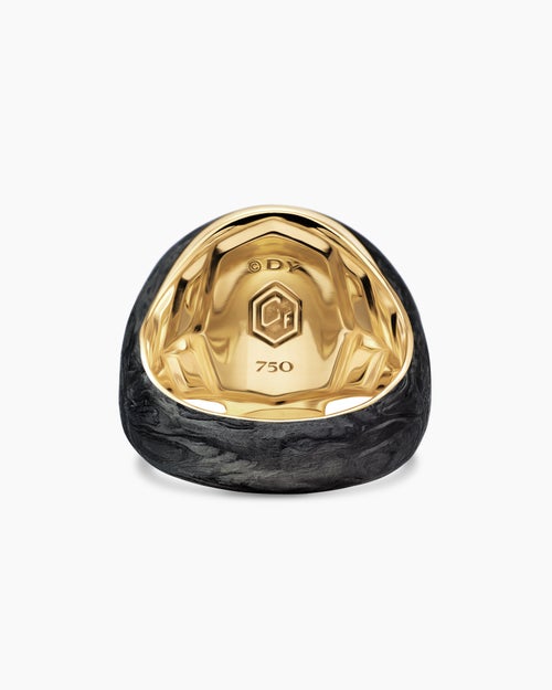 Mens Memento Mori Skull Ring with 18K Yellow Gold, 22mm