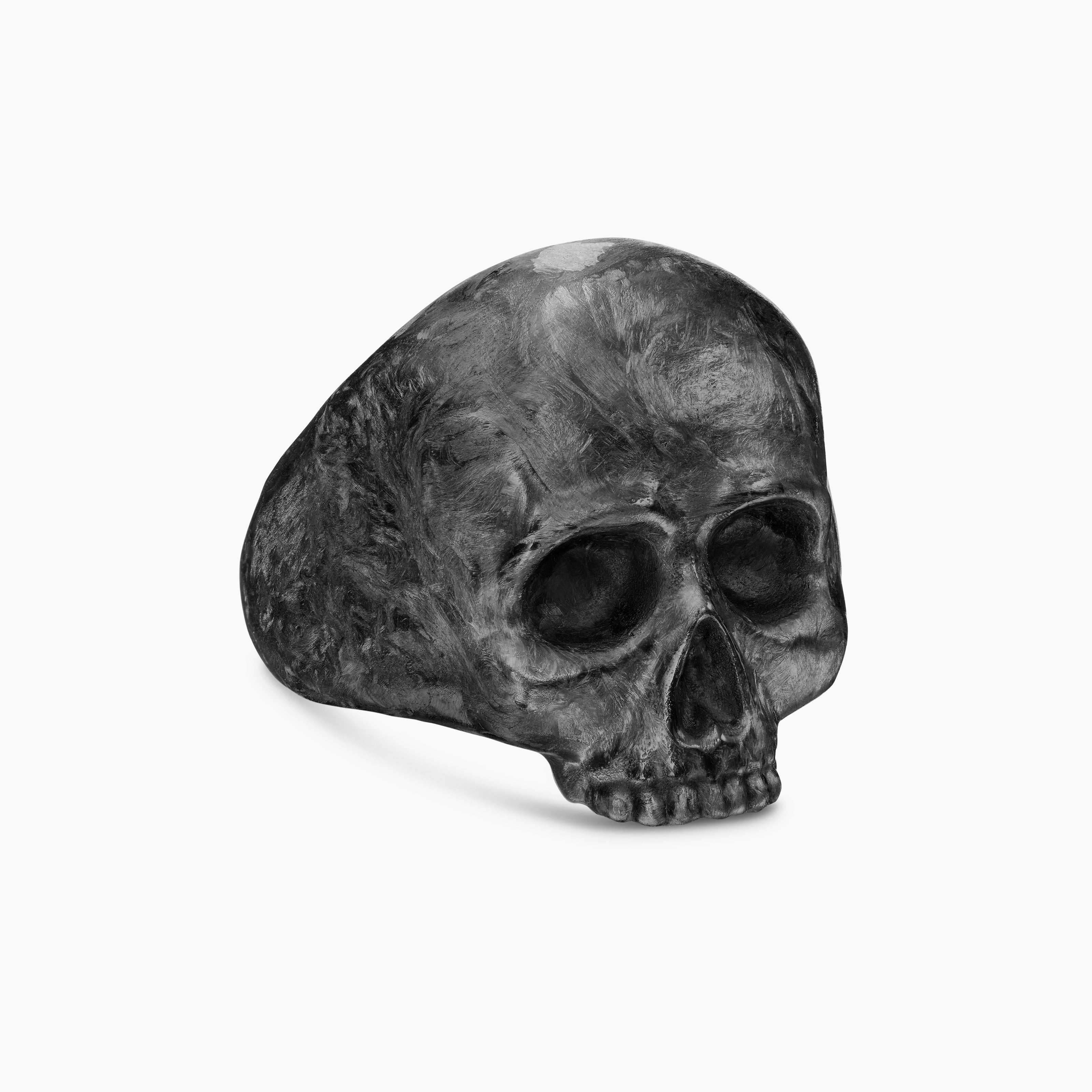 Mens Memento Mori Skull Ring with 18K Yellow Gold, 22mm