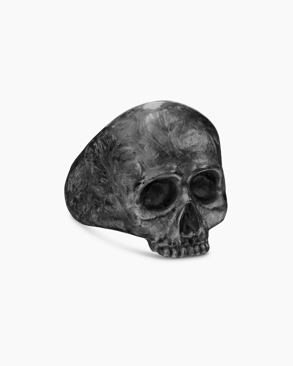 Mens Memento Mori Skull Ring with 18K Yellow Gold, 22mm