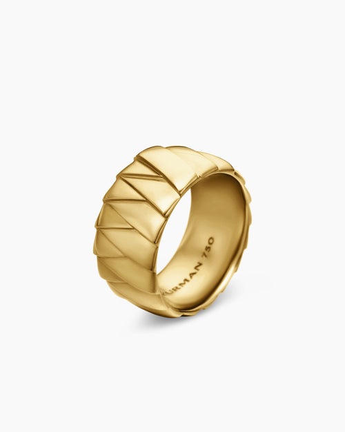 Mens Cairo Wrap Band Ring in 18K Yellow Gold, 12mm