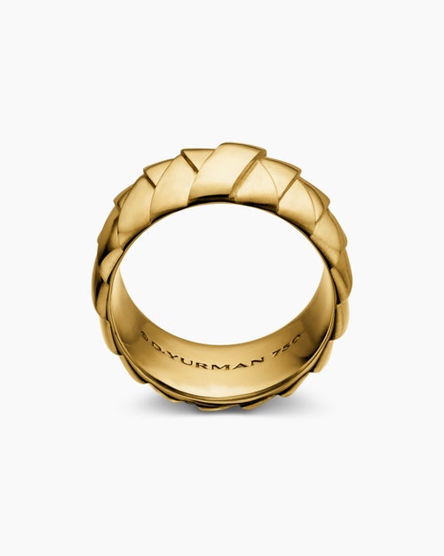 Mens Cairo Wrap Band Ring in 18K Yellow Gold, 12mm