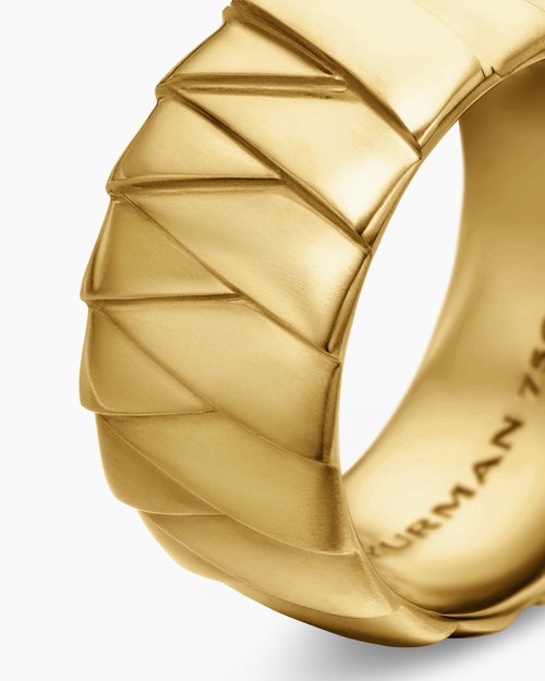 Mens Cairo Wrap Band Ring in 18K Yellow Gold, 12mm