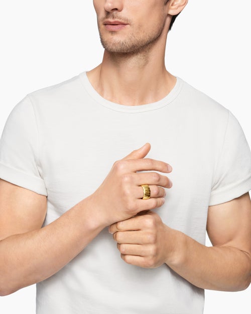 Mens Cairo Wrap Band Ring in 18K Yellow Gold, 12mm