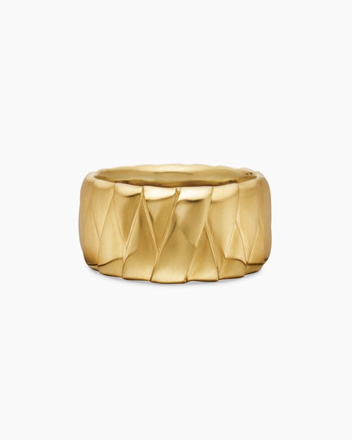 Mens Cairo Wrap Band Ring in 18K Yellow Gold, 12mm