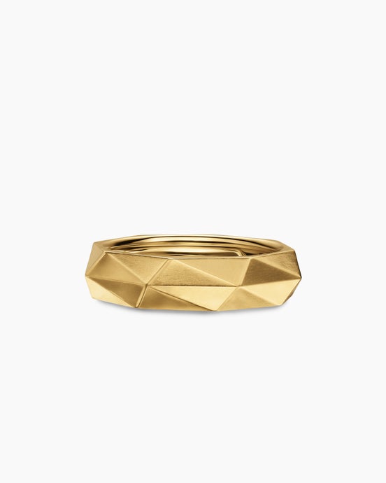 Faceted Band Ring in 18K Yellow Gold, 6mm