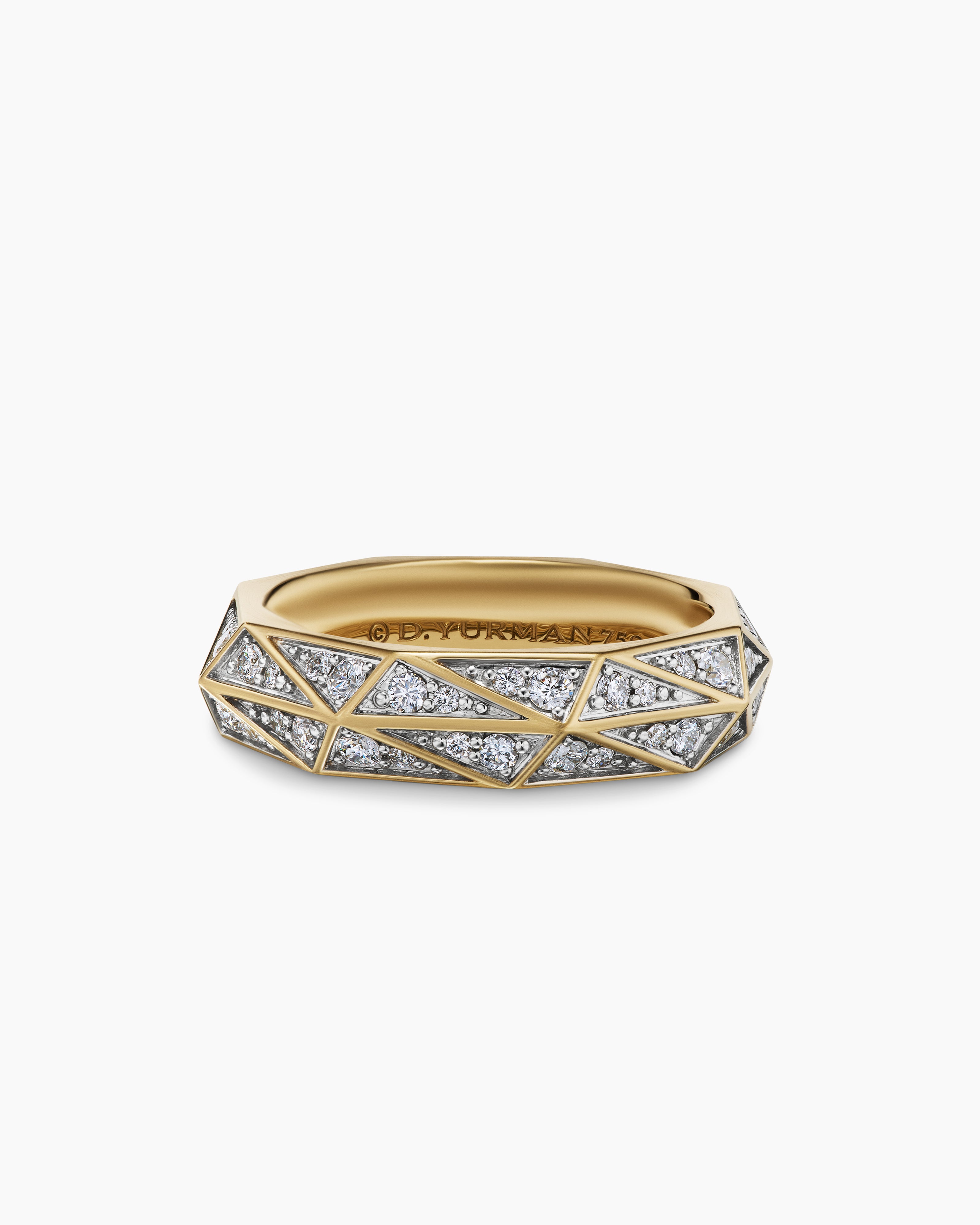 David Yurman Torqued Faceted Band Ring18k Yellow Gold with Diamonds, 6mm | Men's | Size 11