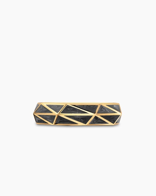 Mens Faceted Band Ring in 18K Yellow Gold, 6.2mm