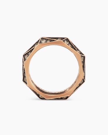 Torqued Faceted Band Ring in 18K Rose Gold with Cognac Diamonds, 6mm