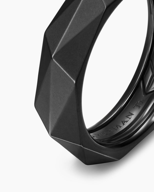 Faceted Band Ring in Black Titanium, 6.2mm