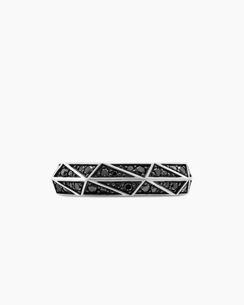 Mens Faceted Band Ring in Sterling Silver, 6.2mm