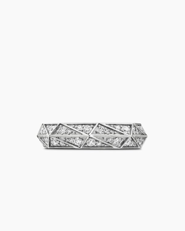Faceted Band Ring in Sterling Silver with Diamonds, 6mm