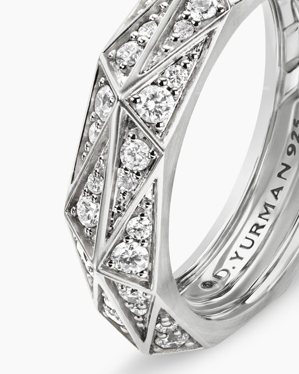 Anneau facetté serré en argent sterling, 6,2 mm