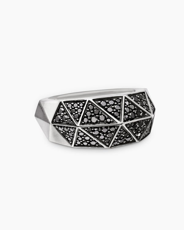 Bague chevalière facettée serrée en argent sterling, 11,3 mm