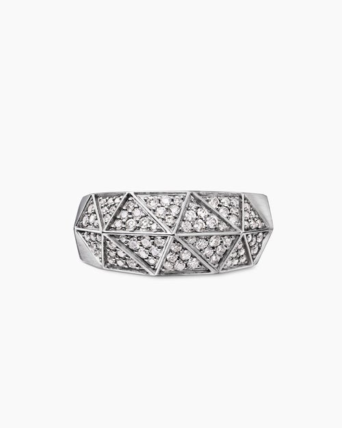 Mens Faceted Signet Ring in Sterling Silver, 11.3mm