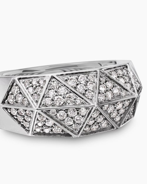 Mens Faceted Signet Ring in Sterling Silver, 11.3mm