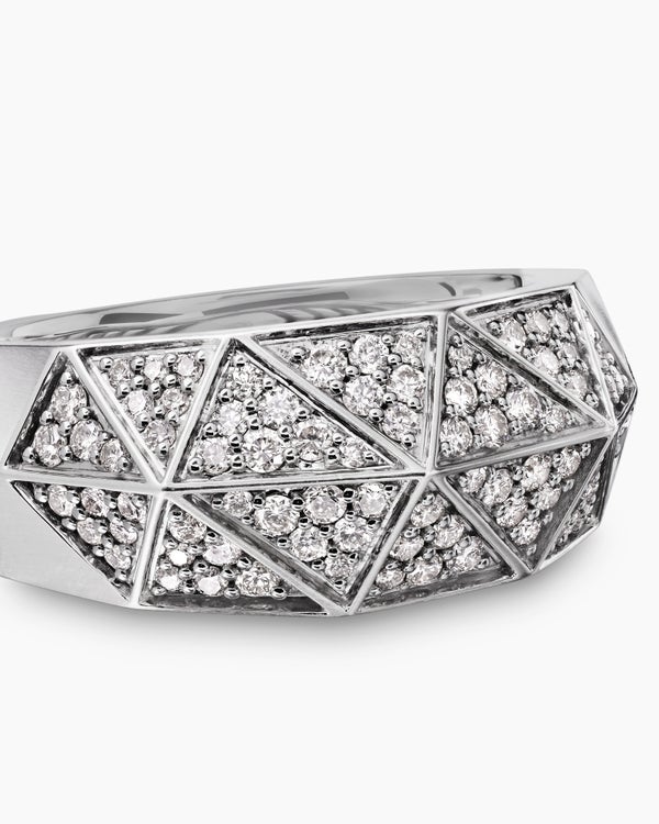 Bague chevalière facettée serrée en argent sterling, 11,3 mm