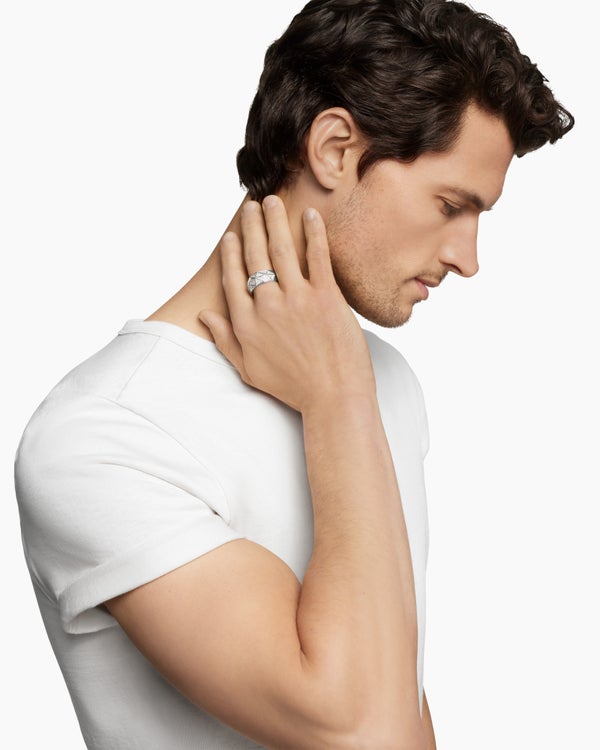 Bague chevalière facettée serrée en argent sterling, 11,3 mm